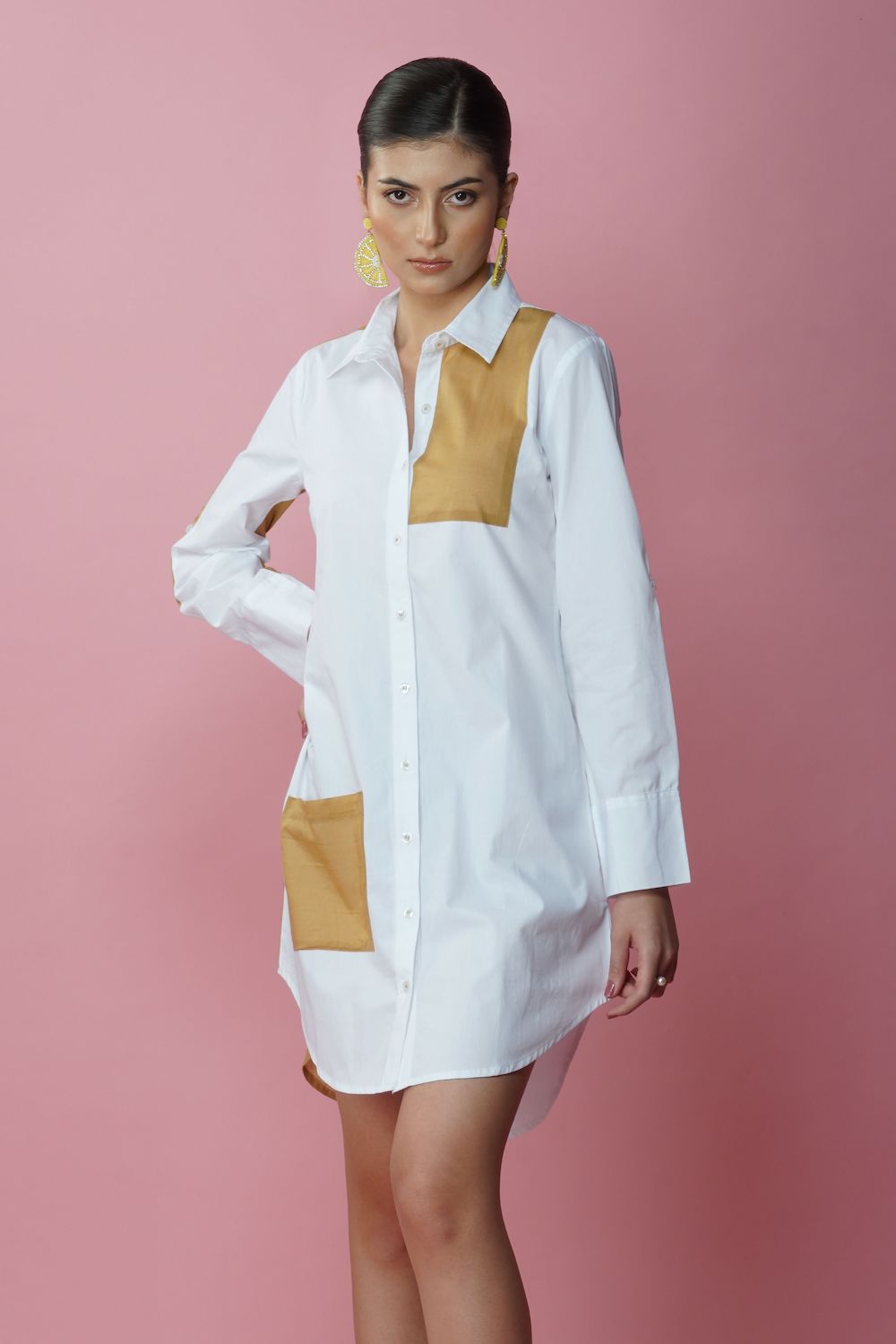 Summer shirt dress with patch pockets