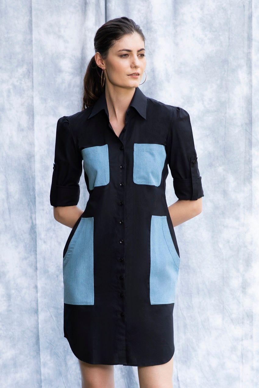 Hide and seek roll up sleeves rogue shirt dress