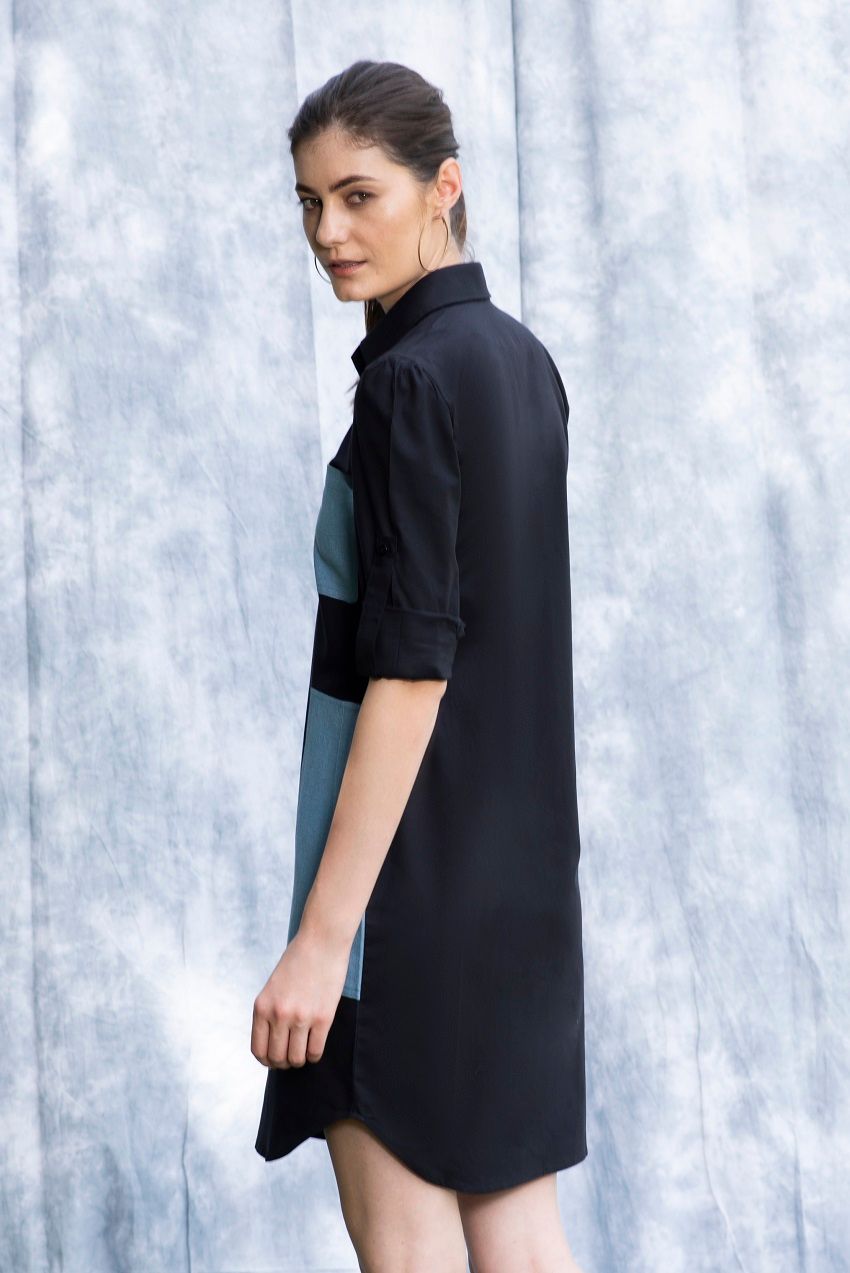 Hide and seek roll up sleeves rogue shirt dress