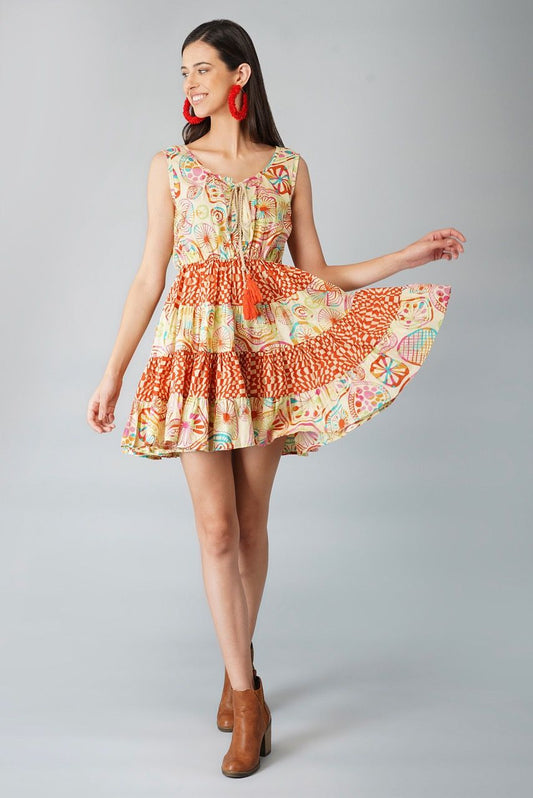 Printed mini swing dress