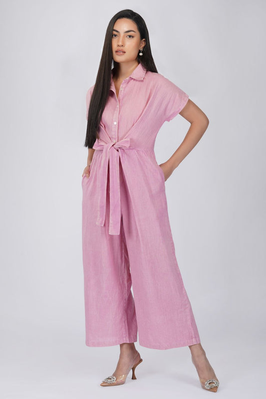 Light pink linen jumpsuit