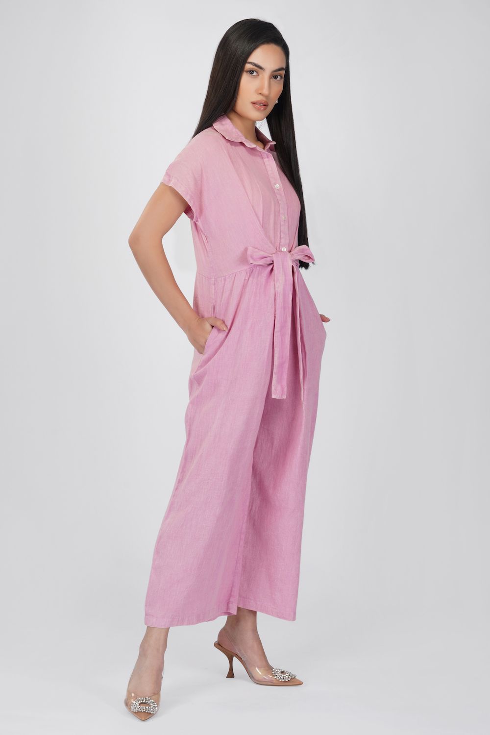 Light pink linen jumpsuit