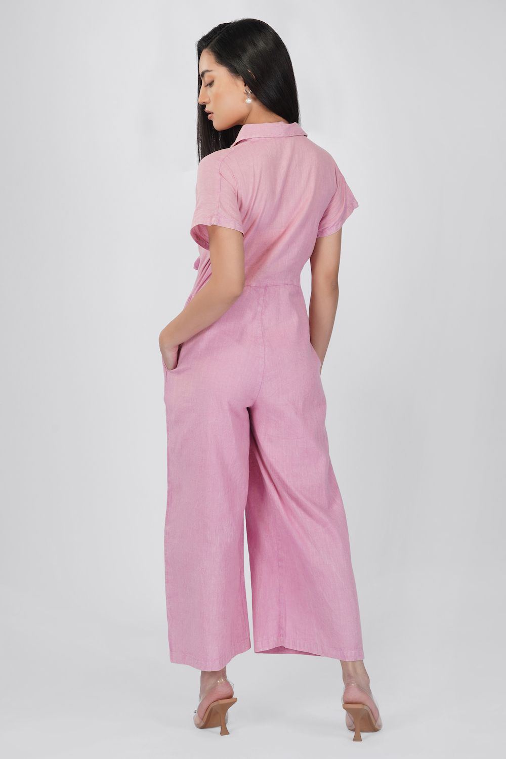 Light pink linen jumpsuit