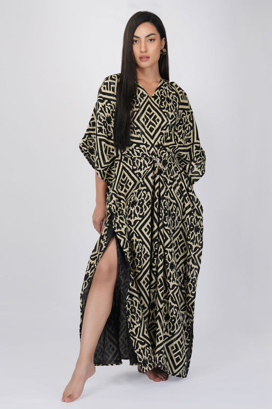 Printed kaftan with tassel