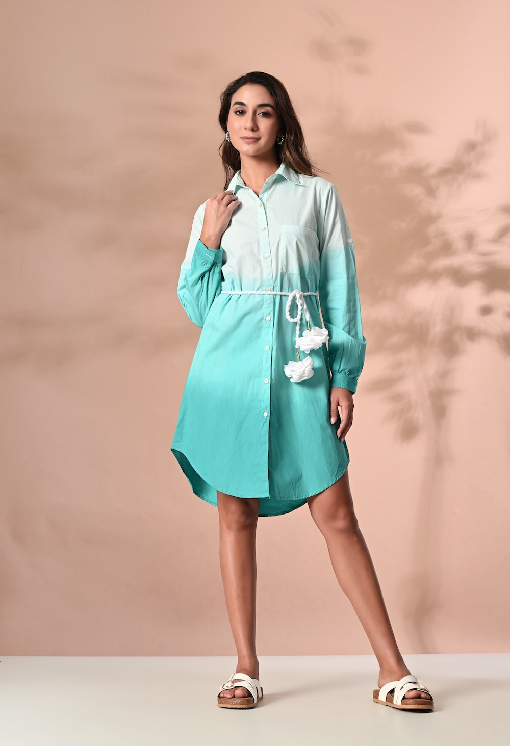 Blue shaded shirt dress