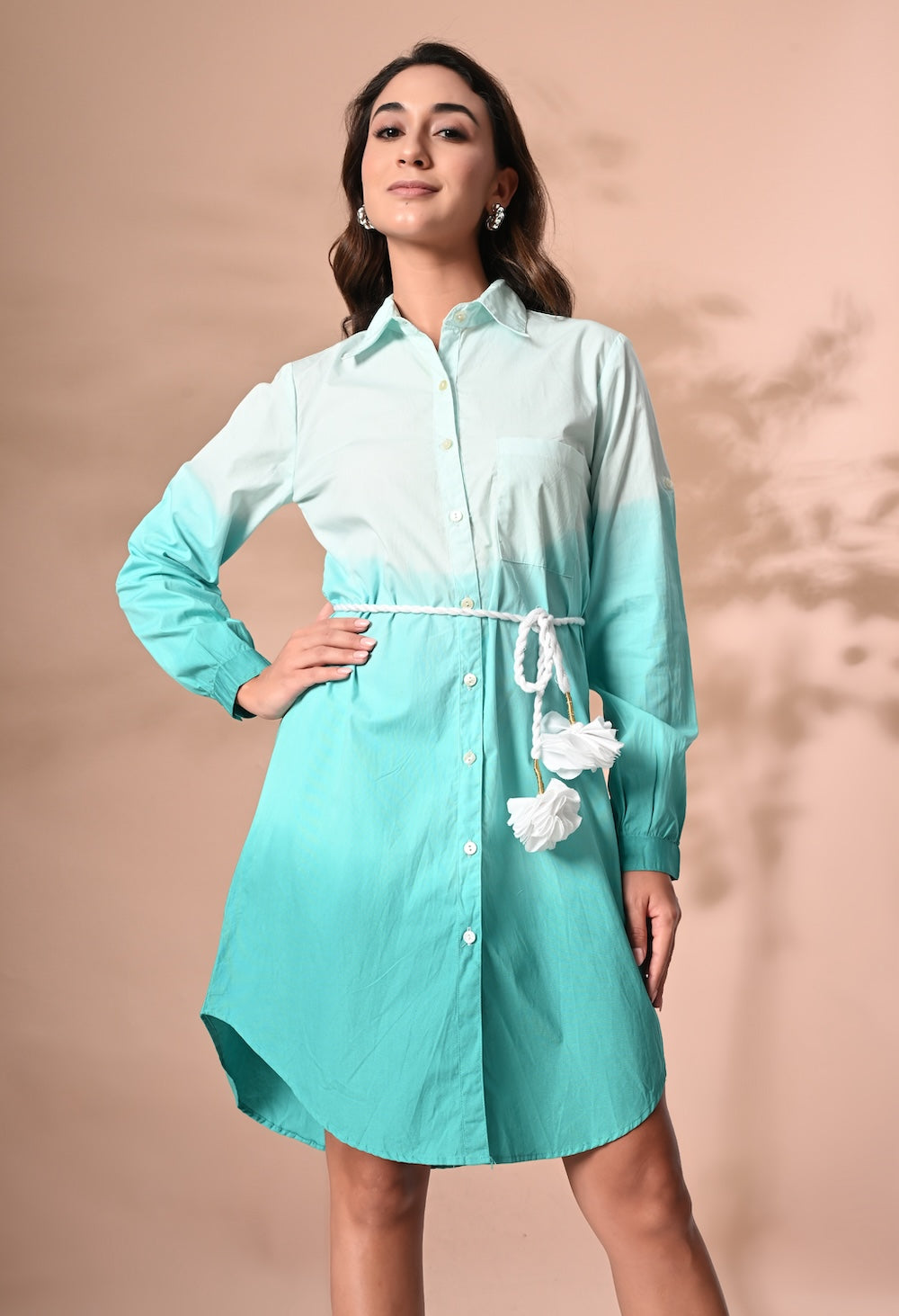 Blue shaded shirt dress