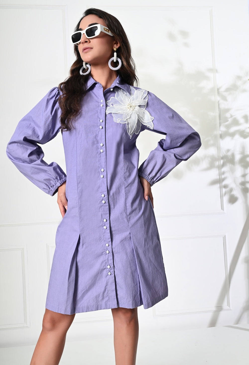 Anysa signature lilac dress with floral motif