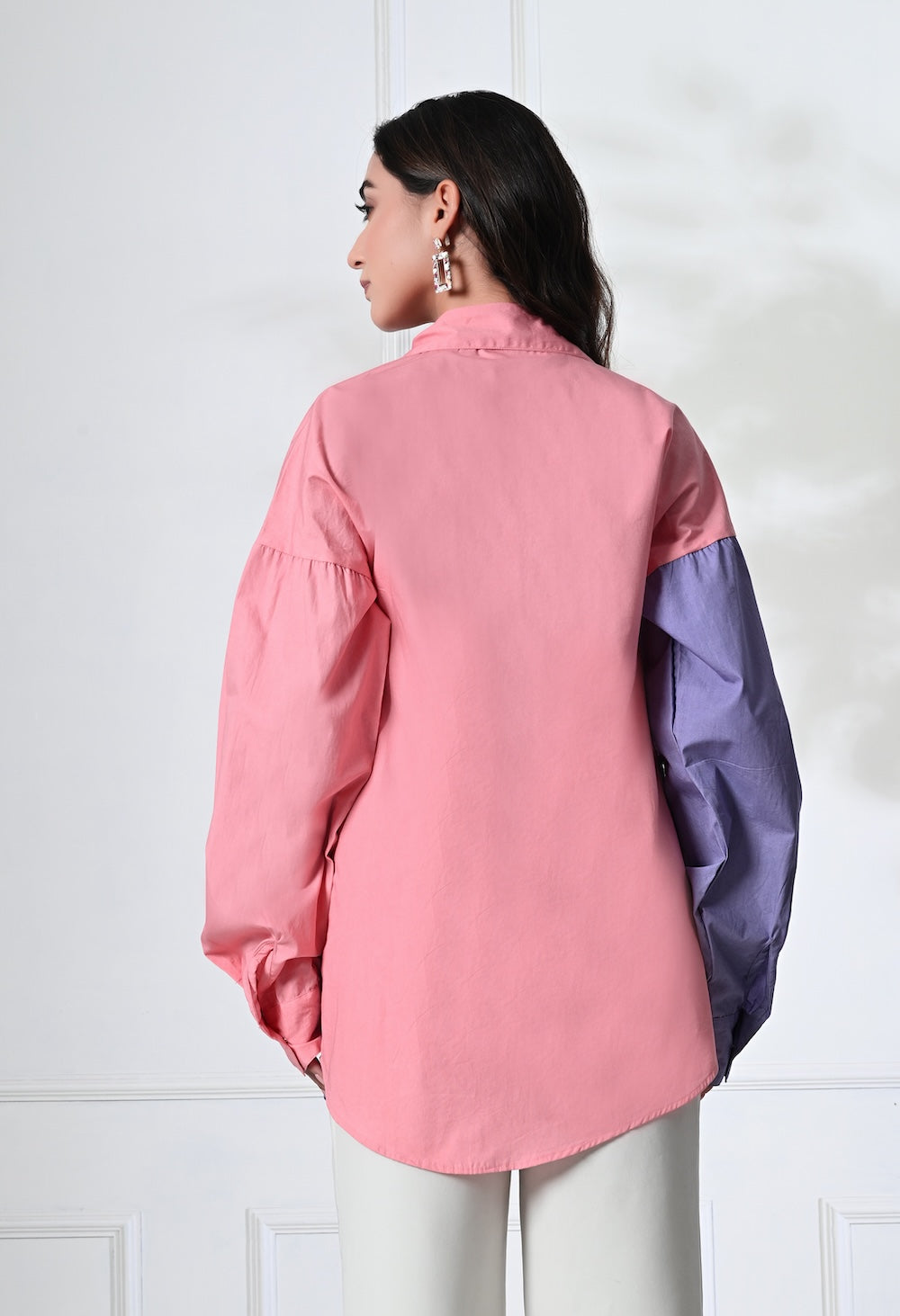 Anysa signature pink and lilac shirt with floral motif