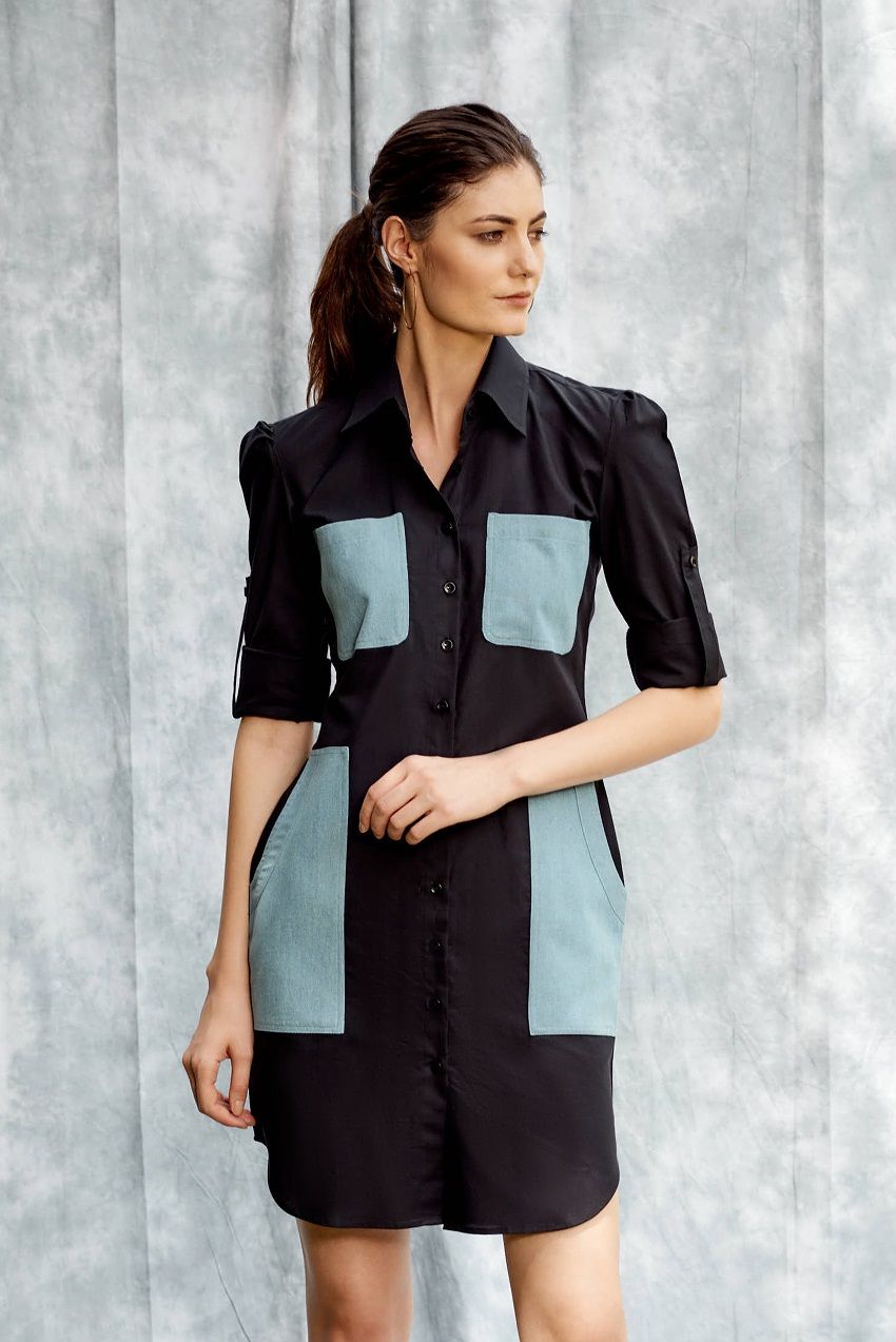 Hide and seek roll up sleeves rogue shirt dress