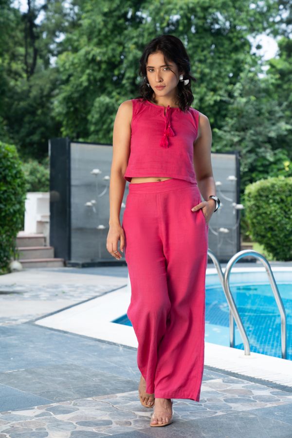 Fuschia pink linen co-ord set