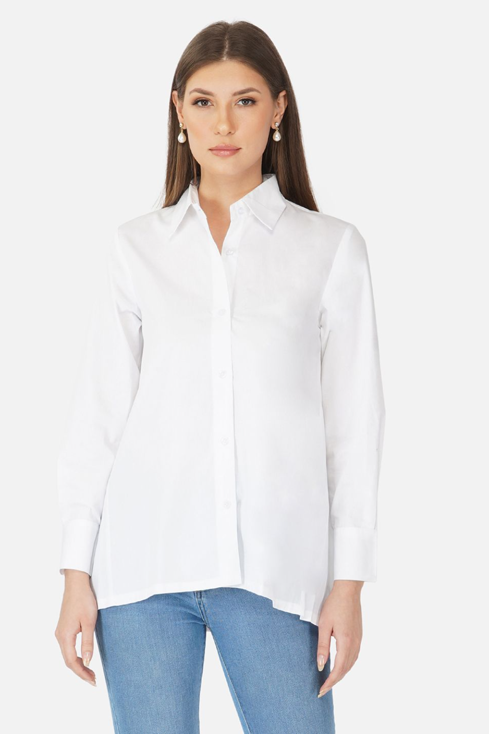 Pleated back detailed white top