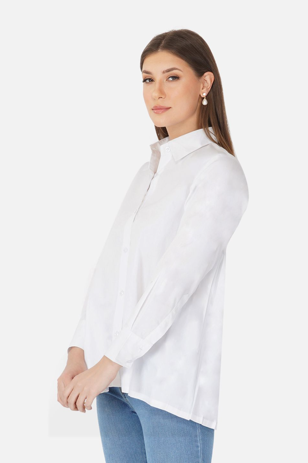 Pleated back detailed white top