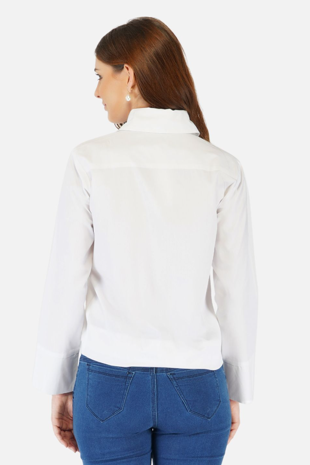 Button up crop cotton shirt with knot