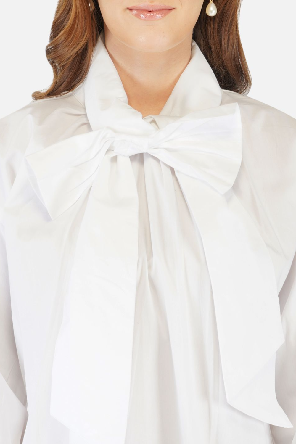 Classic white shirt with tie up details at the neck