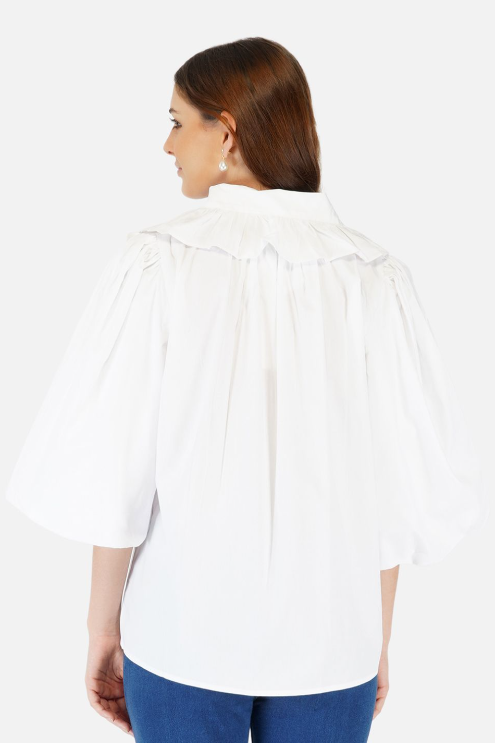 Balloon sleeves, pleated back blouse